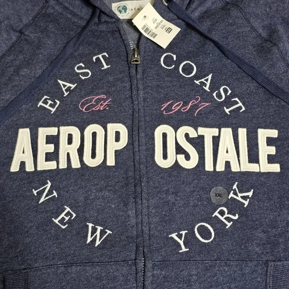 Aeropostale New York East Coast Navy Blue Full Zip Fleece Hoodie Women's XXL NWT - Picture 3 of 8